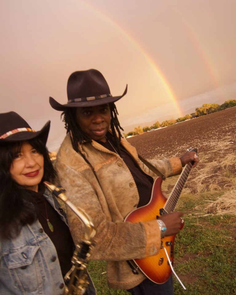 Joy Harjo with Larry Mitchell, when the rainbow told me it would appear -- Photo by Karen Kuehn